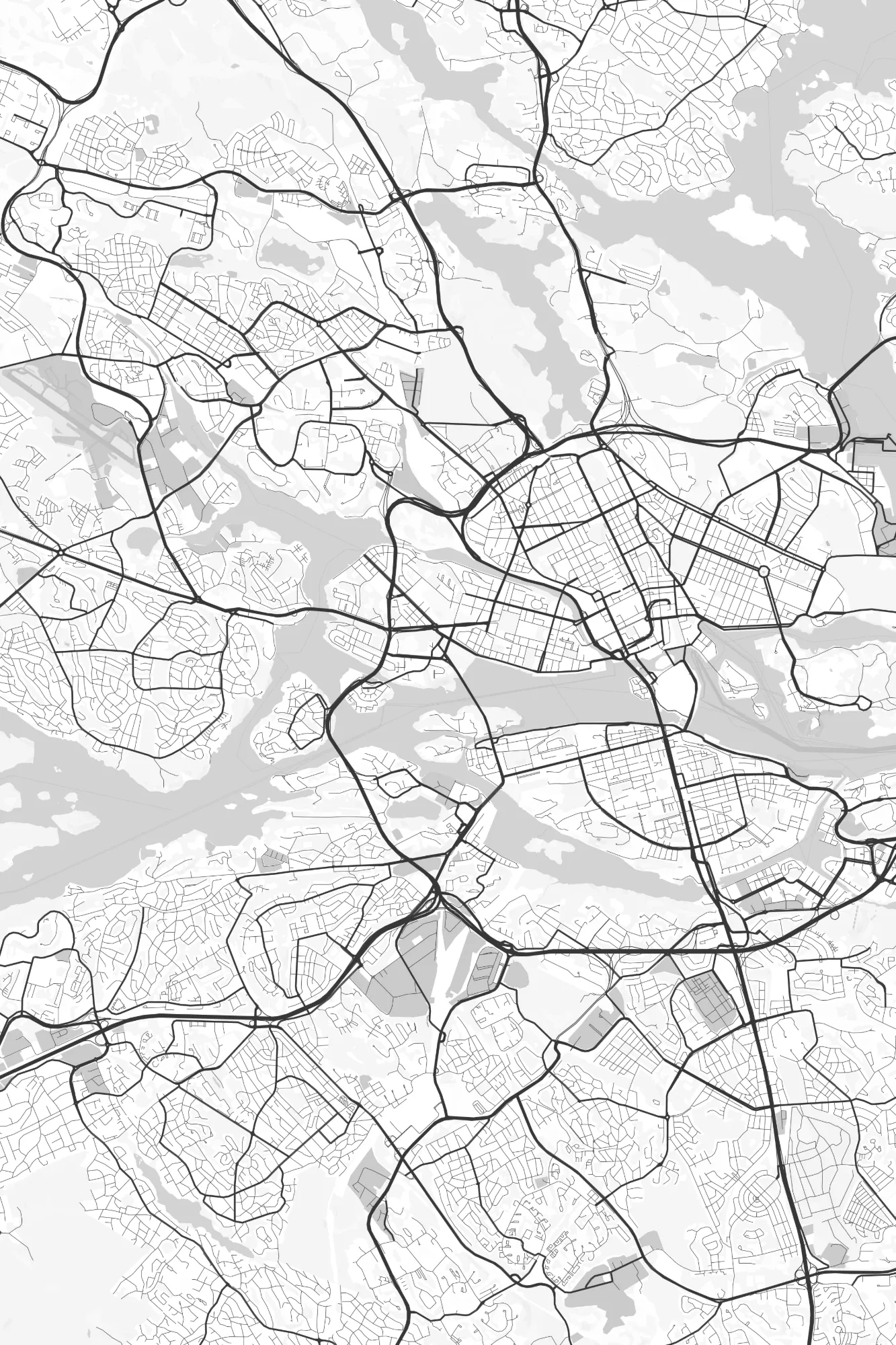 Close-up of the Stockholm street map